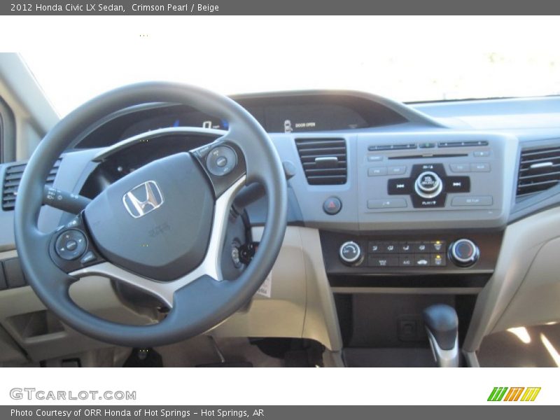 Crimson Pearl / Beige 2012 Honda Civic LX Sedan