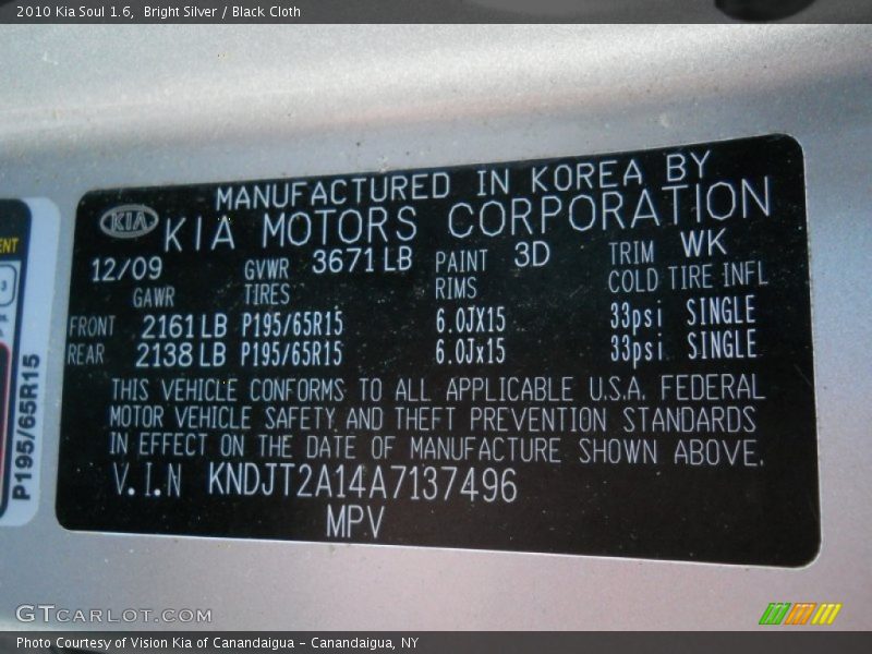 2010 Soul 1.6 Bright Silver Color Code 3D
