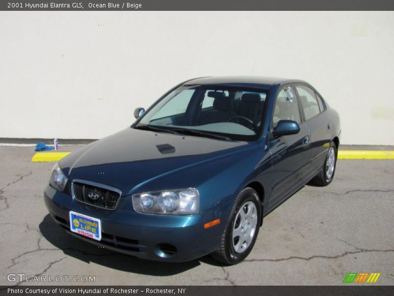 Ocean Blue / Beige 2001 Hyundai Elantra GLS