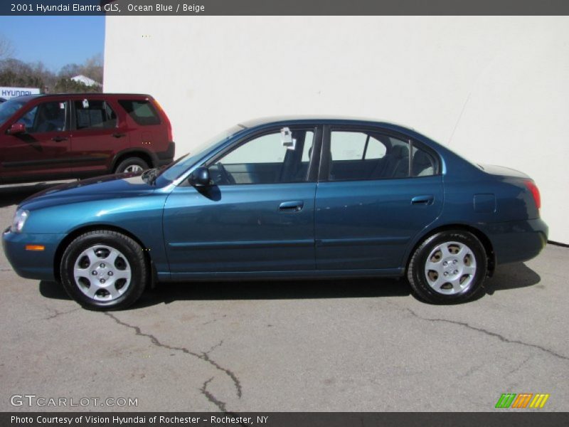 Ocean Blue / Beige 2001 Hyundai Elantra GLS