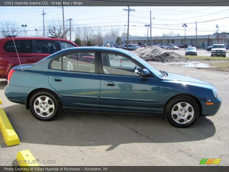 Ocean Blue / Beige 2001 Hyundai Elantra GLS
