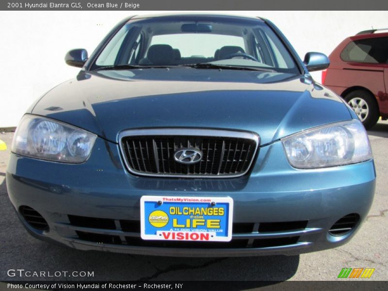Ocean Blue / Beige 2001 Hyundai Elantra GLS