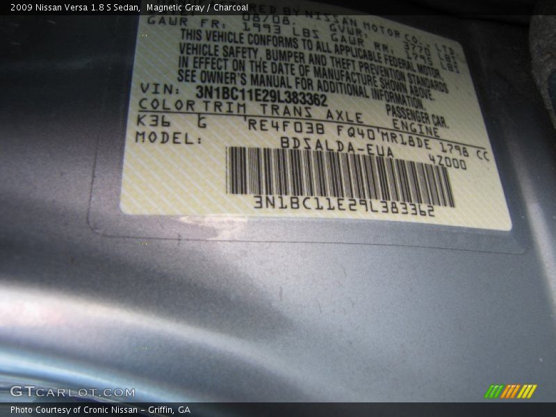 Magnetic Gray / Charcoal 2009 Nissan Versa 1.8 S Sedan
