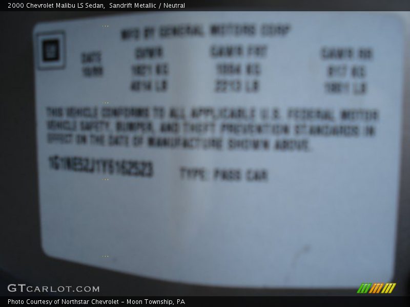 Sandrift Metallic / Neutral 2000 Chevrolet Malibu LS Sedan