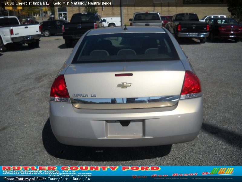 Gold Mist Metallic / Neutral Beige 2008 Chevrolet Impala LS