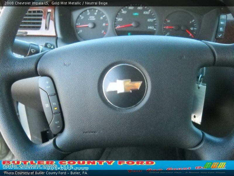 Gold Mist Metallic / Neutral Beige 2008 Chevrolet Impala LS