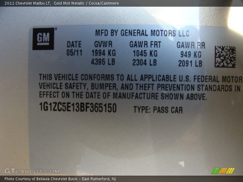 Gold Mist Metallic / Cocoa/Cashmere 2011 Chevrolet Malibu LT