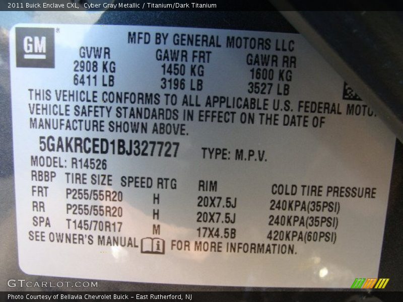 Cyber Gray Metallic / Titanium/Dark Titanium 2011 Buick Enclave CXL