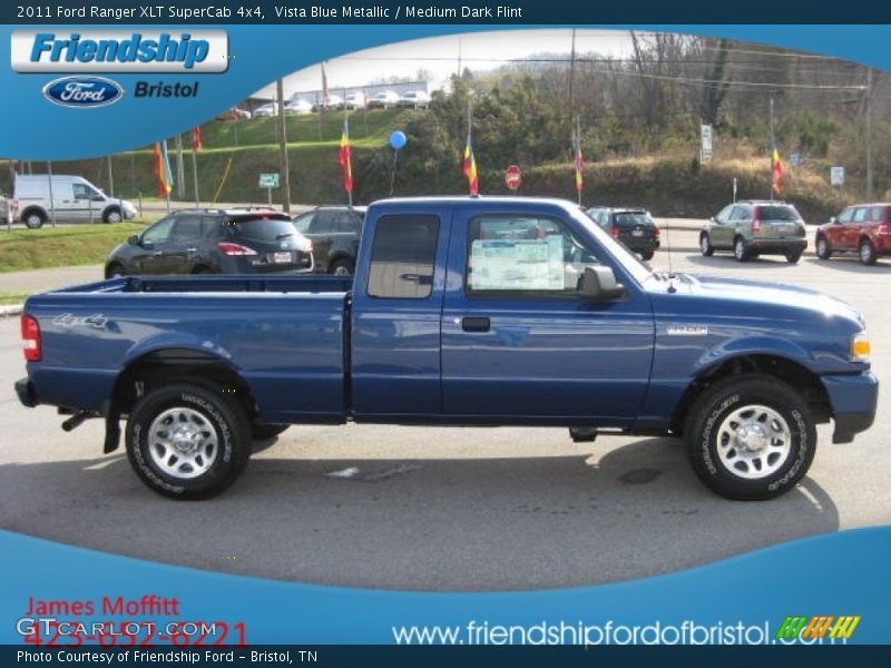 Vista Blue Metallic / Medium Dark Flint 2011 Ford Ranger XLT SuperCab 4x4