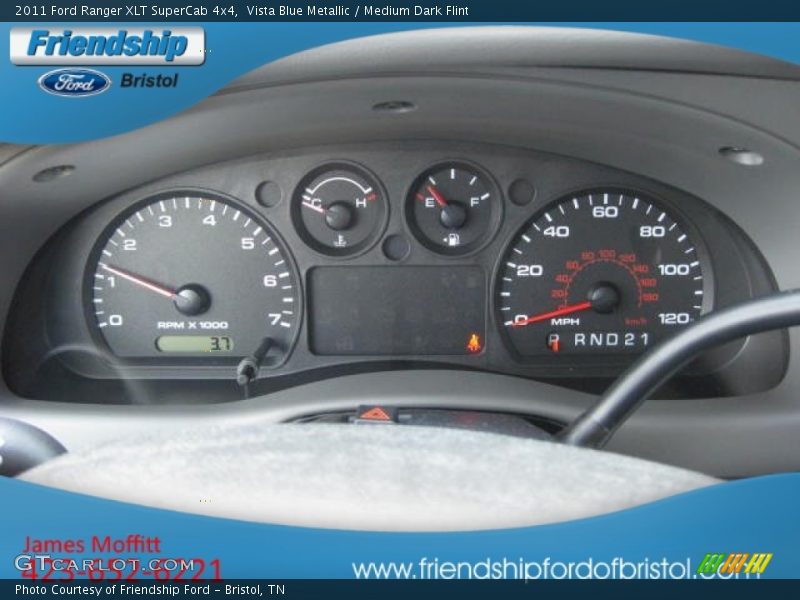 Vista Blue Metallic / Medium Dark Flint 2011 Ford Ranger XLT SuperCab 4x4