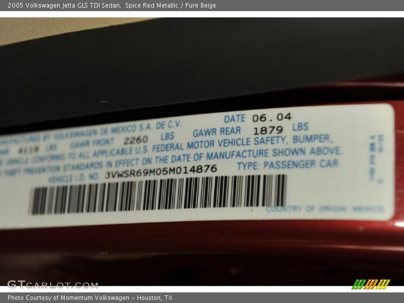 Spice Red Metallic / Pure Beige 2005 Volkswagen Jetta GLS TDI Sedan