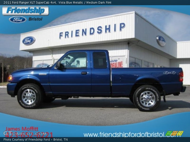 Vista Blue Metallic / Medium Dark Flint 2011 Ford Ranger XLT SuperCab 4x4