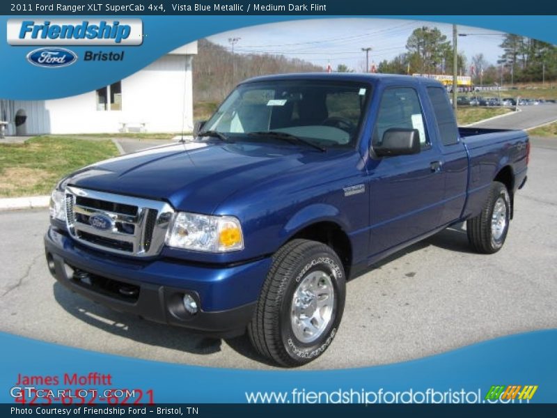 Vista Blue Metallic / Medium Dark Flint 2011 Ford Ranger XLT SuperCab 4x4