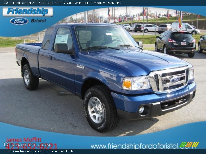 Vista Blue Metallic / Medium Dark Flint 2011 Ford Ranger XLT SuperCab 4x4