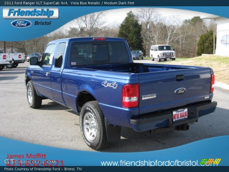 Vista Blue Metallic / Medium Dark Flint 2011 Ford Ranger XLT SuperCab 4x4