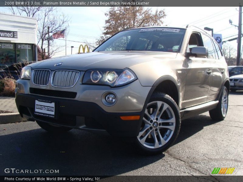 Platinum Bronze Metallic / Sand Beige/Black Nevada Leather 2008 BMW X3 3.0si