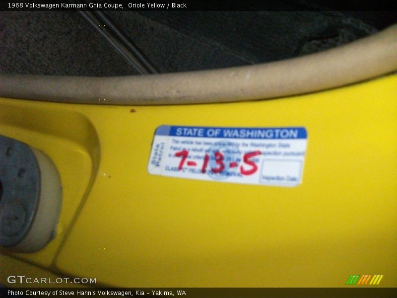 Oriole Yellow / Black 1968 Volkswagen Karmann Ghia Coupe