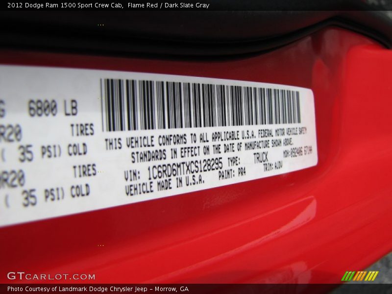 2012 Ram 1500 Sport Crew Cab Flame Red Color Code PR4