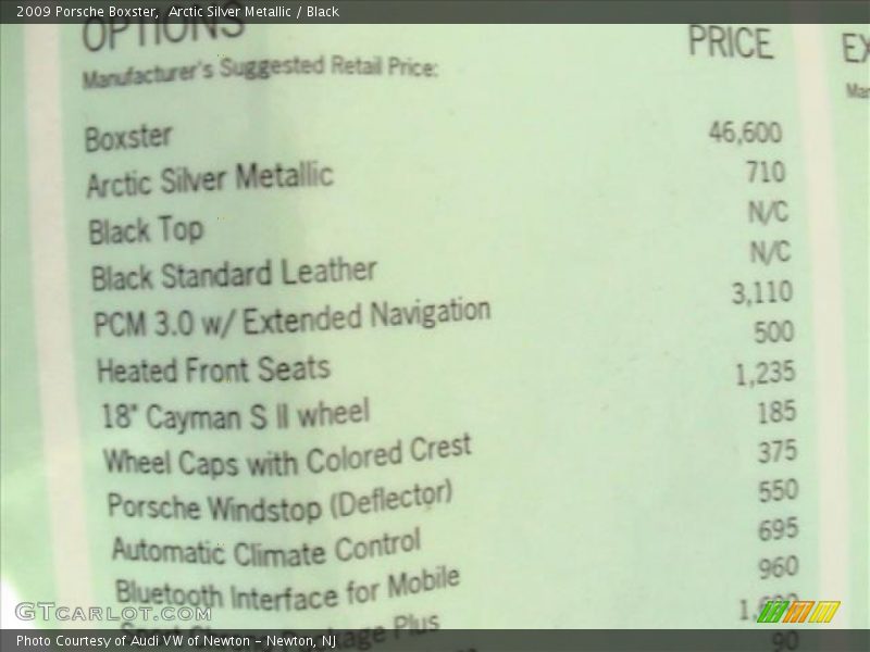 Arctic Silver Metallic / Black 2009 Porsche Boxster