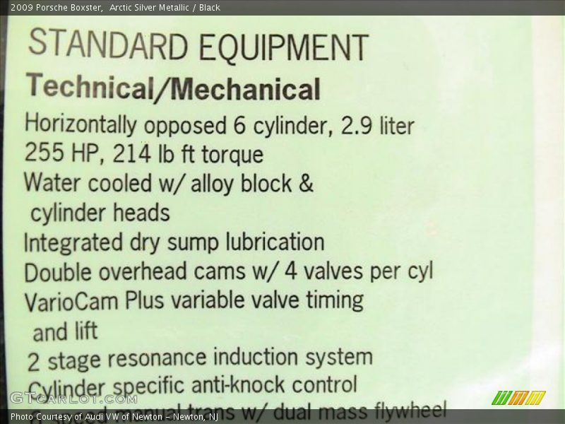 Arctic Silver Metallic / Black 2009 Porsche Boxster