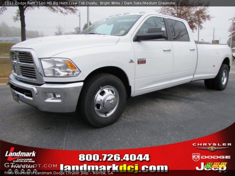 Bright White / Dark Slate/Medium Graystone 2012 Dodge Ram 3500 HD Big Horn Crew Cab Dually