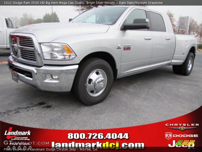 Bright Silver Metallic / Dark Slate/Medium Graystone 2012 Dodge Ram 3500 HD Big Horn Mega Cab Dually
