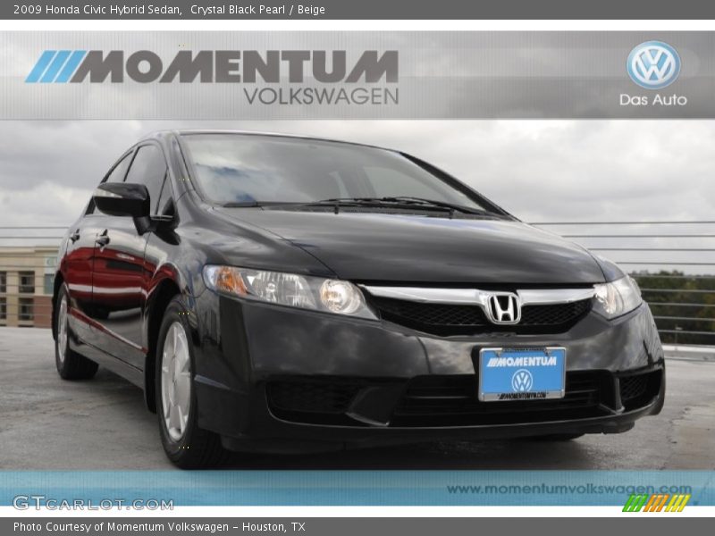 Crystal Black Pearl / Beige 2009 Honda Civic Hybrid Sedan