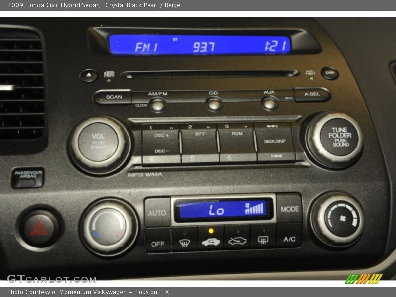 Crystal Black Pearl / Beige 2009 Honda Civic Hybrid Sedan