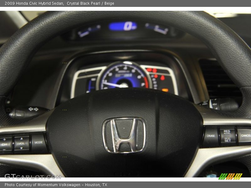 Crystal Black Pearl / Beige 2009 Honda Civic Hybrid Sedan