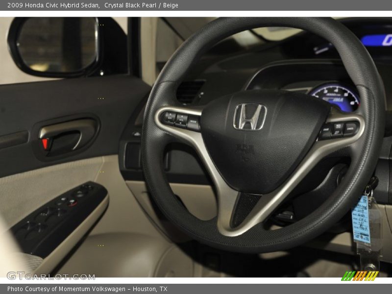 Crystal Black Pearl / Beige 2009 Honda Civic Hybrid Sedan
