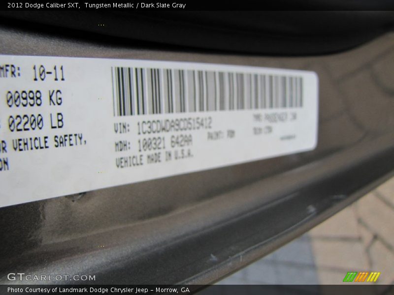 Tungsten Metallic / Dark Slate Gray 2012 Dodge Caliber SXT