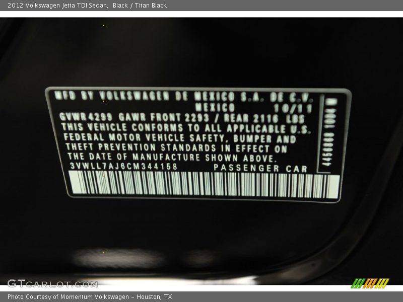 Black / Titan Black 2012 Volkswagen Jetta TDI Sedan