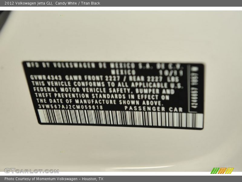 Candy White / Titan Black 2012 Volkswagen Jetta GLI