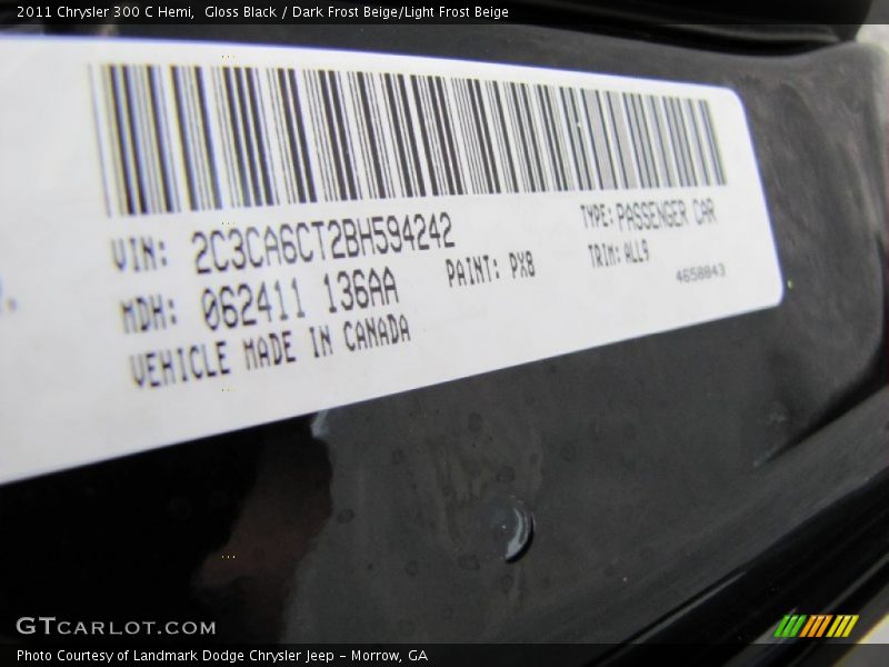 2011 300 C Hemi Gloss Black Color Code PX8