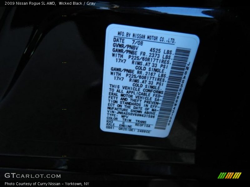 Wicked Black / Gray 2009 Nissan Rogue SL AWD