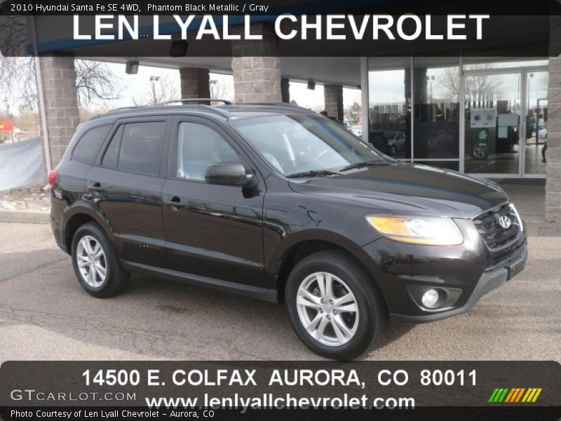 Phantom Black Metallic / Gray 2010 Hyundai Santa Fe SE 4WD