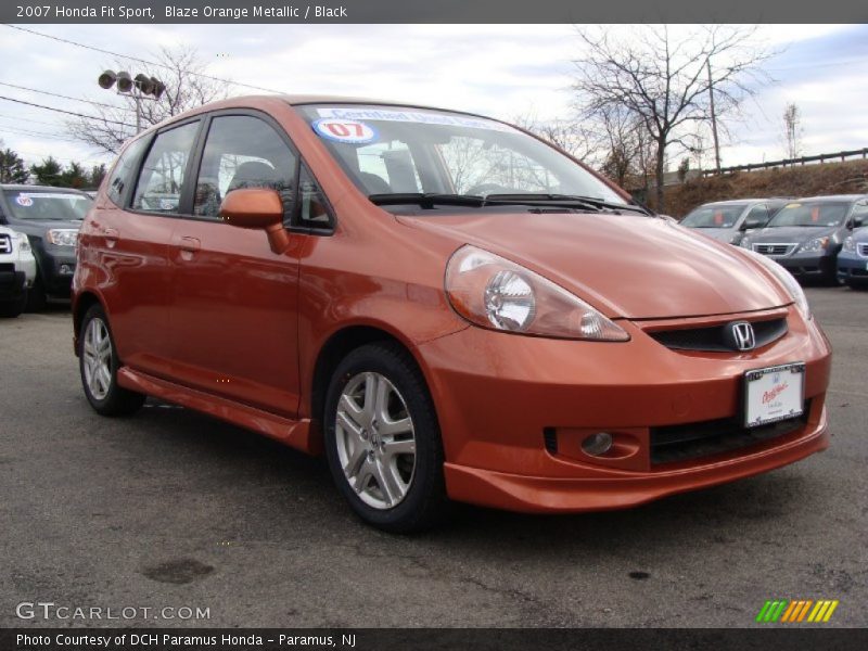 Blaze Orange Metallic / Black 2007 Honda Fit Sport