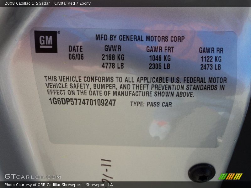 Crystal Red / Ebony 2008 Cadillac CTS Sedan