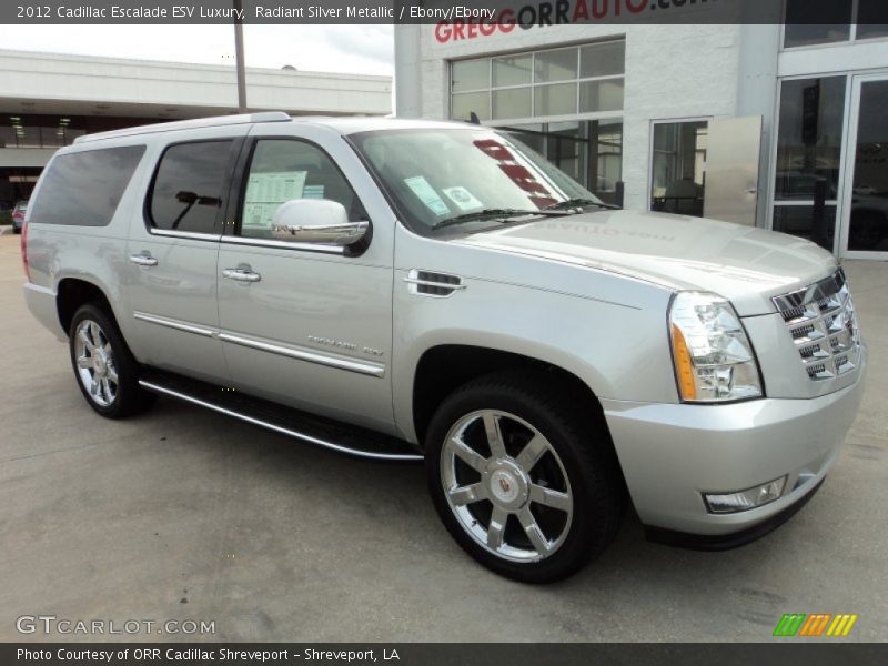 Radiant Silver Metallic / Ebony/Ebony 2012 Cadillac Escalade ESV Luxury