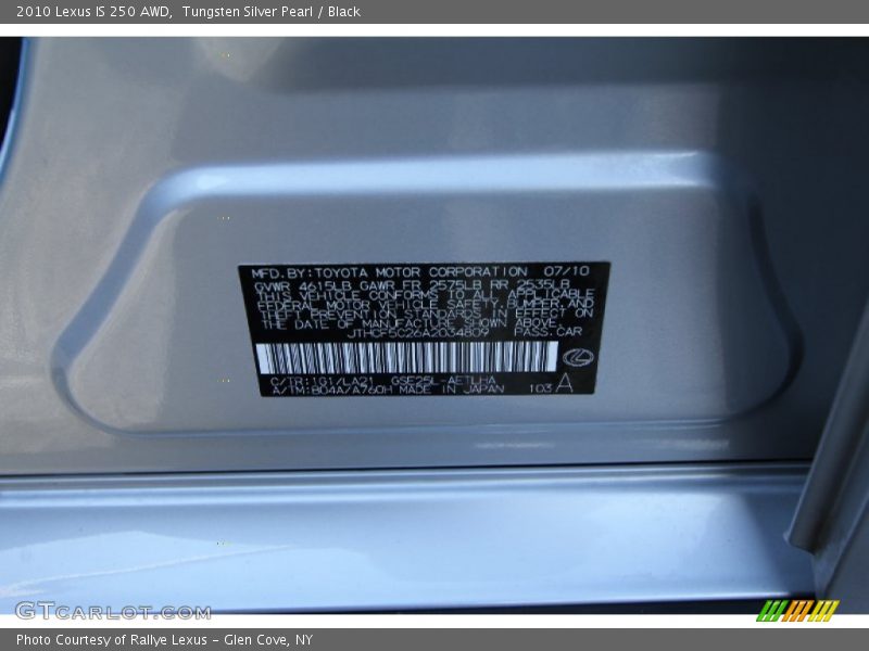 Tungsten Silver Pearl / Black 2010 Lexus IS 250 AWD