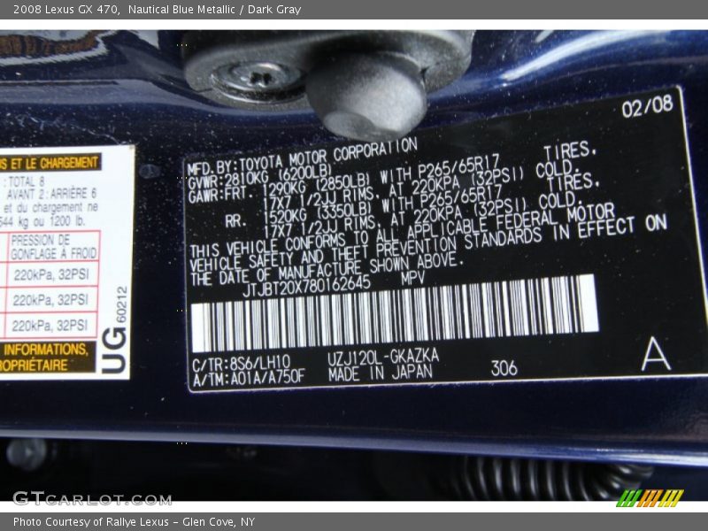 Nautical Blue Metallic / Dark Gray 2008 Lexus GX 470