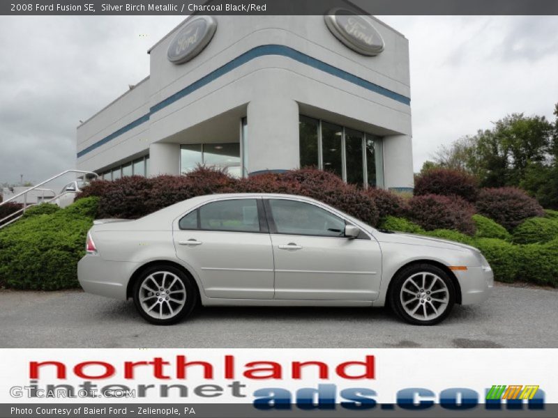 Silver Birch Metallic / Charcoal Black/Red 2008 Ford Fusion SE