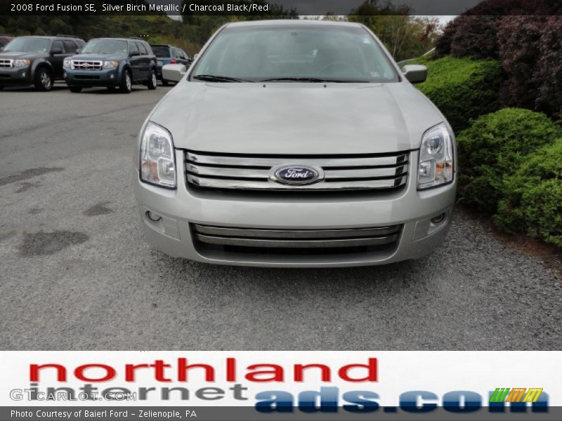 Silver Birch Metallic / Charcoal Black/Red 2008 Ford Fusion SE