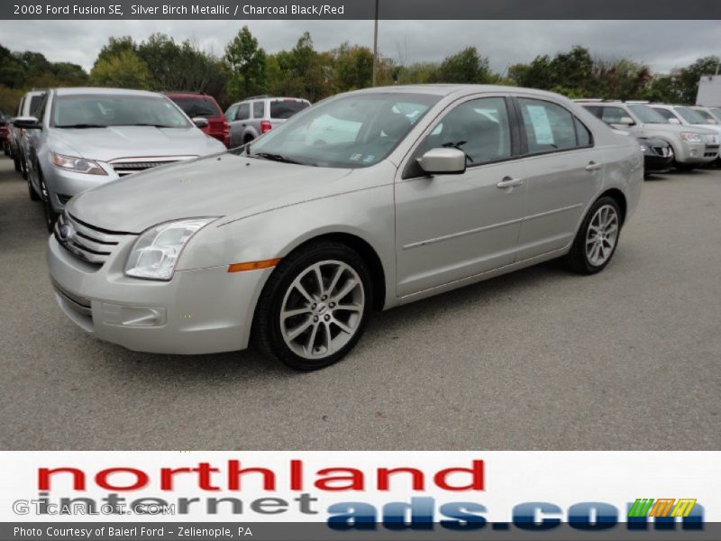 Silver Birch Metallic / Charcoal Black/Red 2008 Ford Fusion SE