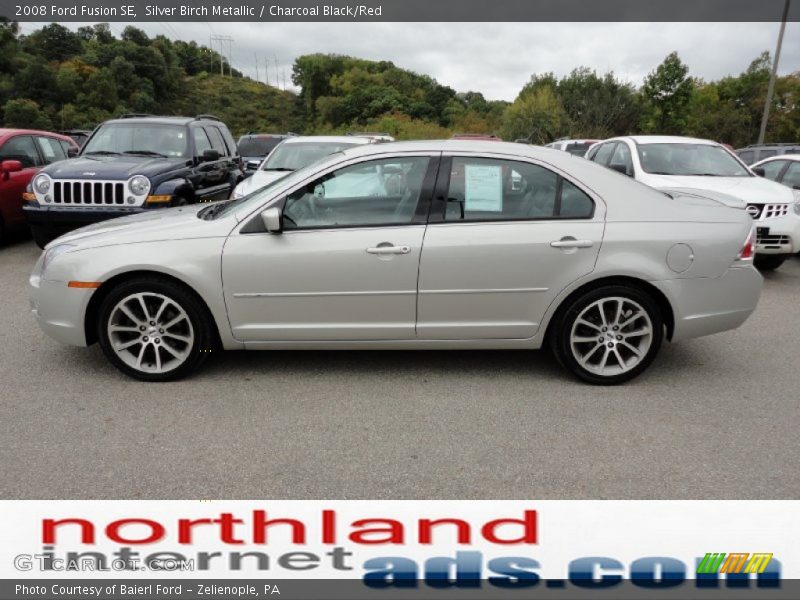 Silver Birch Metallic / Charcoal Black/Red 2008 Ford Fusion SE