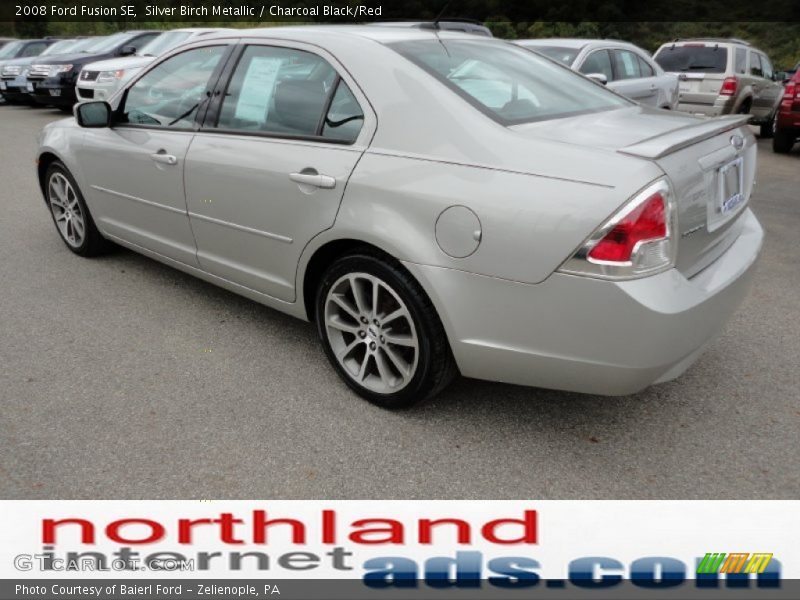 Silver Birch Metallic / Charcoal Black/Red 2008 Ford Fusion SE