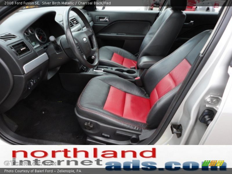 Silver Birch Metallic / Charcoal Black/Red 2008 Ford Fusion SE