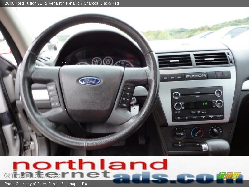 Silver Birch Metallic / Charcoal Black/Red 2008 Ford Fusion SE