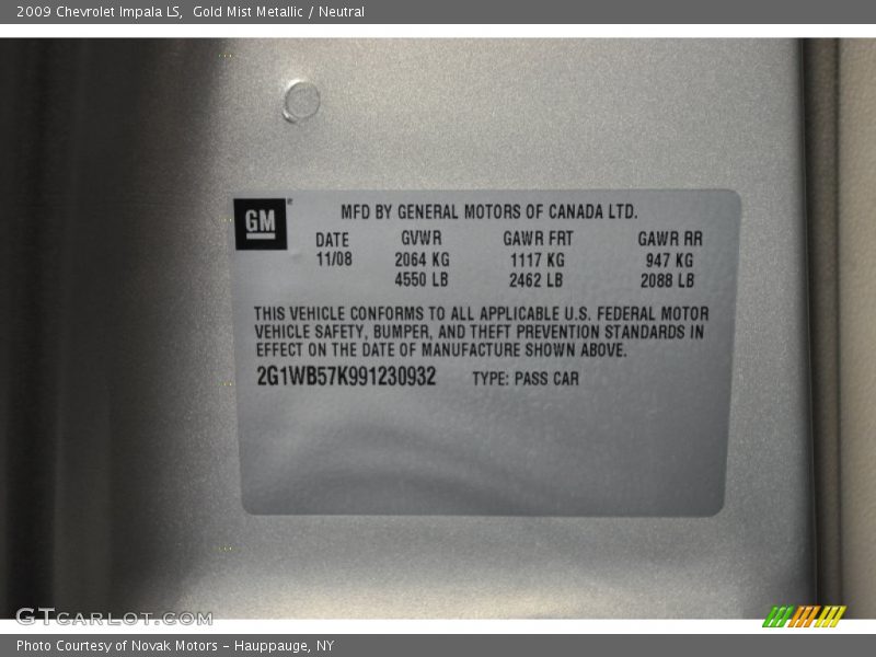 Gold Mist Metallic / Neutral 2009 Chevrolet Impala LS