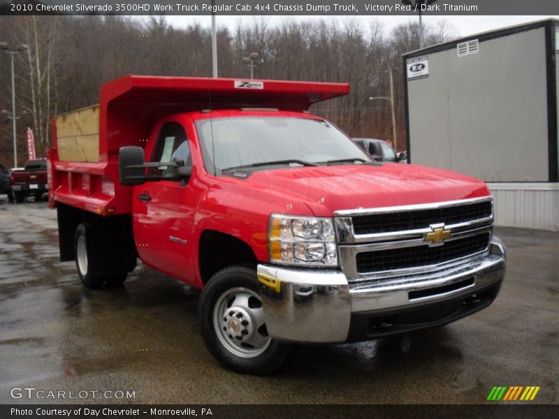 Victory Red / Dark Titanium 2010 Chevrolet Silverado 3500HD Work Truck Regular Cab 4x4 Chassis Dump Truck